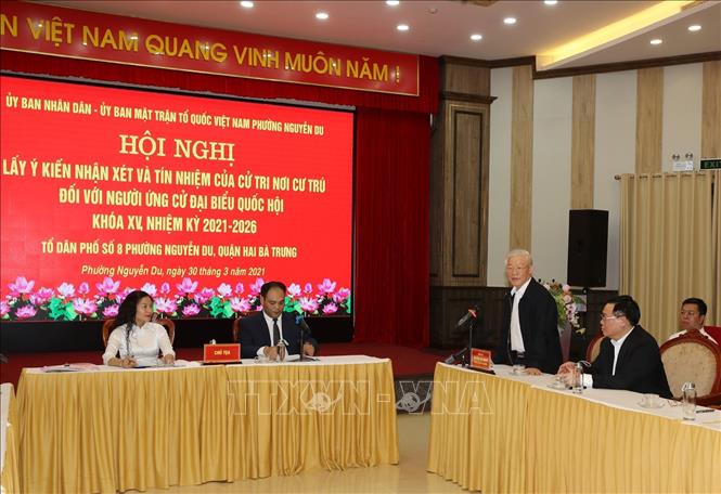 Tổng Bí thư, Chủ tịch nước Nguyễn Phú Trọng đến dự Hội nghị. Ảnh: Trí Dũng/TTXVN