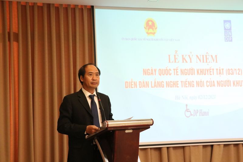Thứ trưởng Bộ Lao động, Thương binh và Xã hội Nguyễn Văn Hồi phát biểu tại lễ kỷ niệm