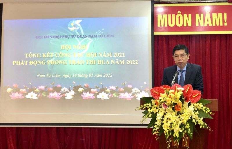 Phó Bí thư Quận ủy Nam Từ Liêm Lâm Quang Thao phát biểu chỉ đạo Hội nghị